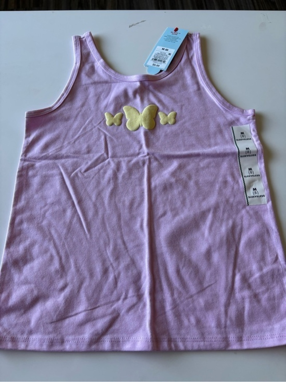 Cat & Jack Light Pink Tank Top with Yellow Butterfly Trio